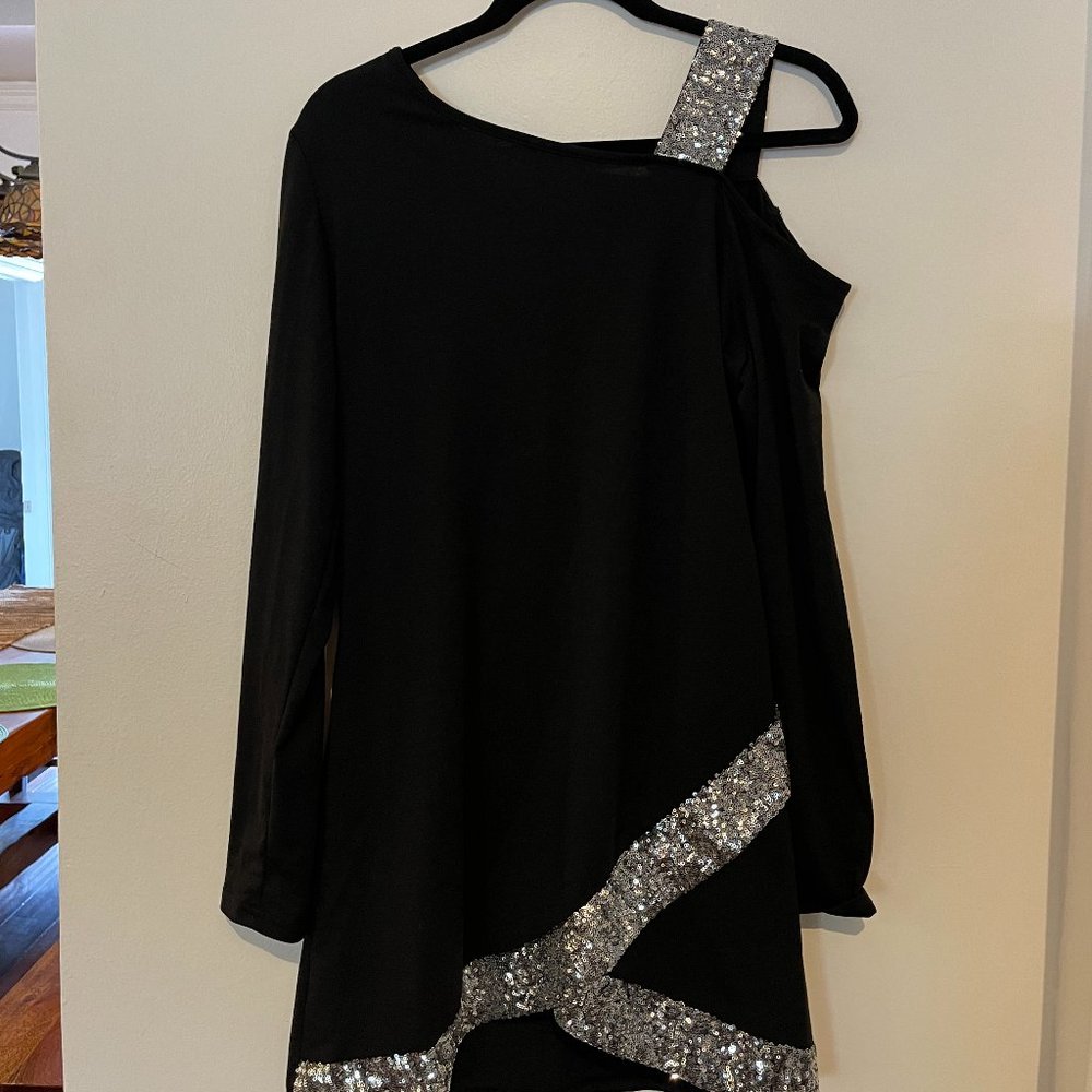 Sequins Off The Shoulder Long Sleeve Casual Top